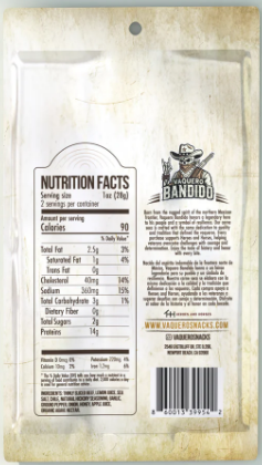 Vaquero Bandido Hot Honey Carne Seca (Mexican Dried Crispy Beef Jerky)