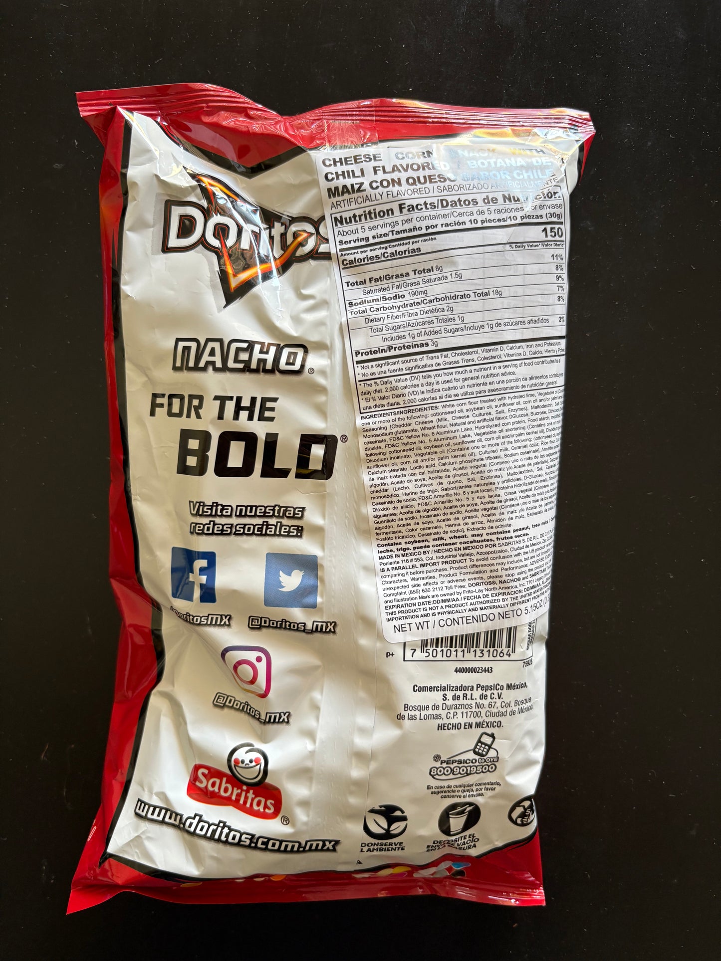 Sabritas Doritos Nacho Cheese Tortilla Chips