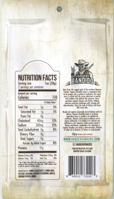 Vaquero Bandido Lemon Carne Seca (Mexican Dried Crispy Beef Jerky)