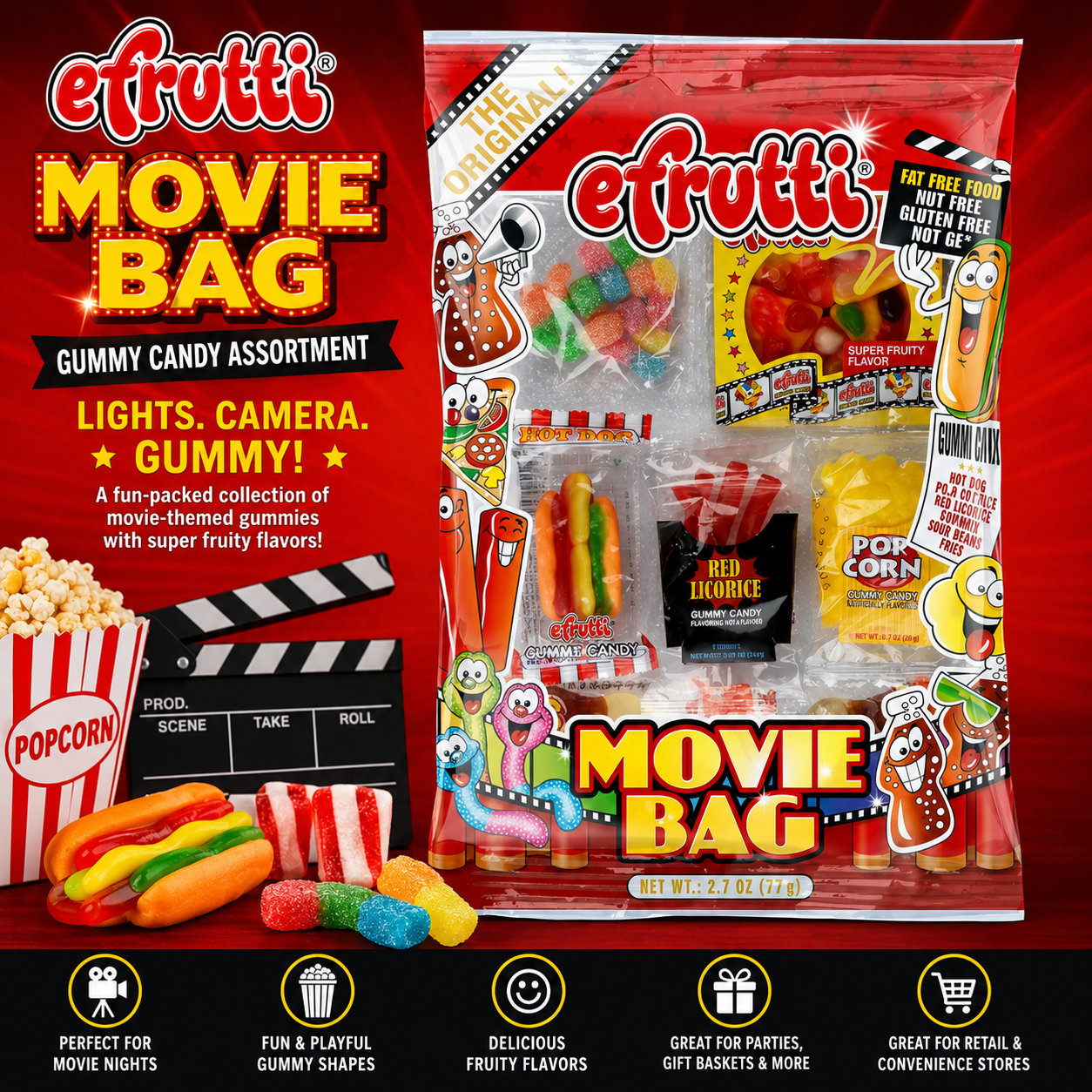 Efrutti Gummy Movie Bag Assorted Gummy Candy Mix