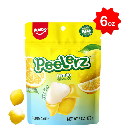 Amos Peelerz Peelable Gummy Candy – Assorted Fruit Flavors