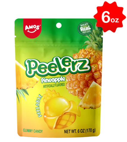 Amos Peelerz Peelable Gummy Candy – Assorted Fruit Flavors