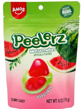 Amos Peelerz Peelable Gummy Candy – Assorted Fruit Flavors