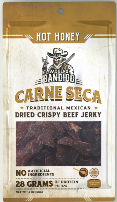 Vaquero Bandido Hot Honey Carne Seca (Mexican Dried Crispy Beef Jerky)