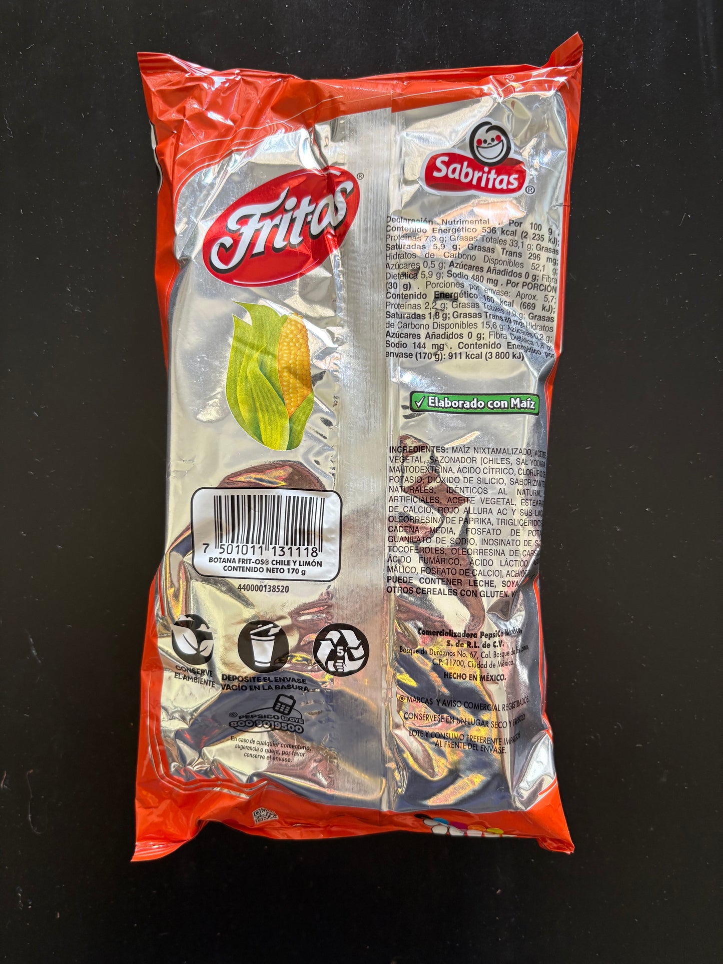 Sabritas Fritos Chile y Limón Corn Chips
