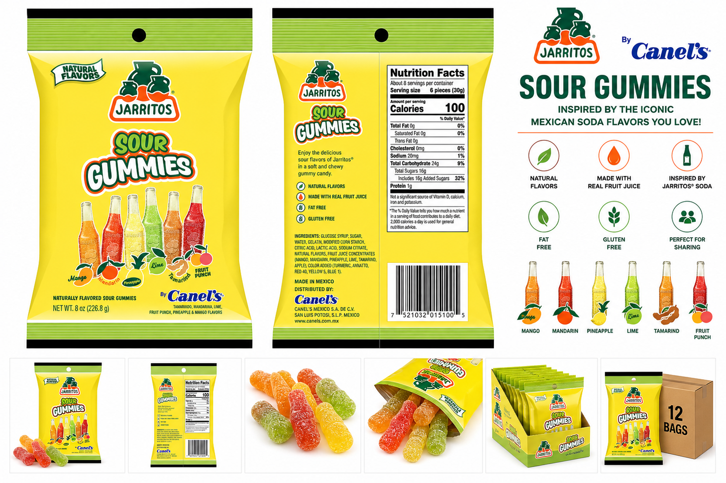 Canels Jarritos Sour Gummies – Mexican Soda-Inspired Sour Candy (Assorted Flavors)