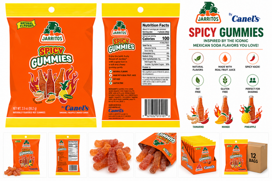 Canel’s Jarritos Spicy Gummies – Mexican Soda-Inspired Chili Gummy Candy (Assorted Flavors)