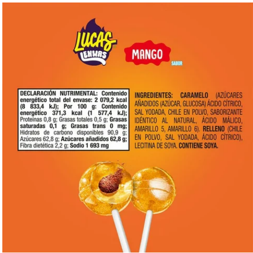 Lucas Lenwas Mango Lollipops – 40ct Bag | Sweet, Spicy & Tangy Mexican Candy