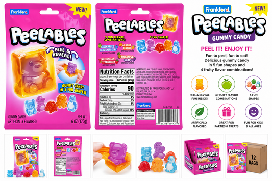 Peelable Shapes Gummy Candy – Interactive Peel & Eat Fruity Gummies