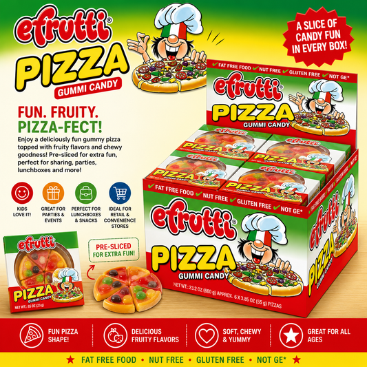 Efrutti Gummy Pizza Box Fruity Gummy Candy - A slice of candy fun in every box!