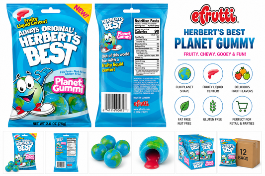 Efrutti Planet Gummy – Herbert’s Best Filled Gummy Candy | Fruity Liquid Center Planets