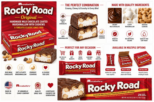 Rocky Road Original Candy Bar – Classic Chocolate, Marshmallow & Cashew Treat