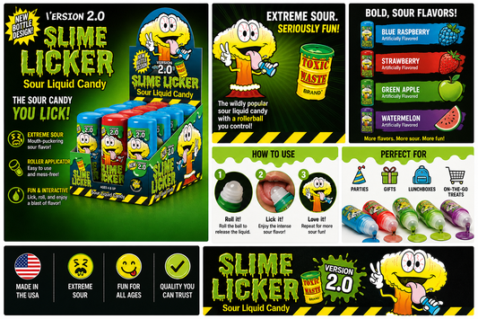 Toxic Waste Slime Lickers Sour Candy Roller – Extreme Sour Liquid Candy
