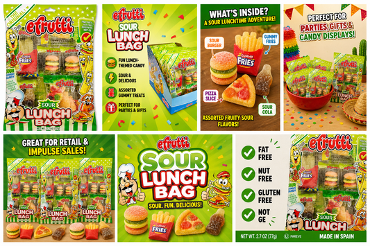 Efrutti Gummy Sour Lunch Box Candy (Assorted Sour Gummy Mini Meals)